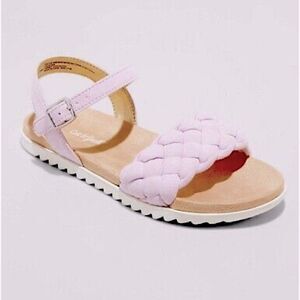 Cat & Jack Girls Amelia Braided comfort Footbed Sandals lavender purple 2